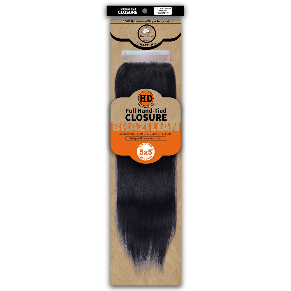 Dressmaker 100% Unprocessed Virgin Remy HD Luxury Lace Closure Straight 5X5 Free Part