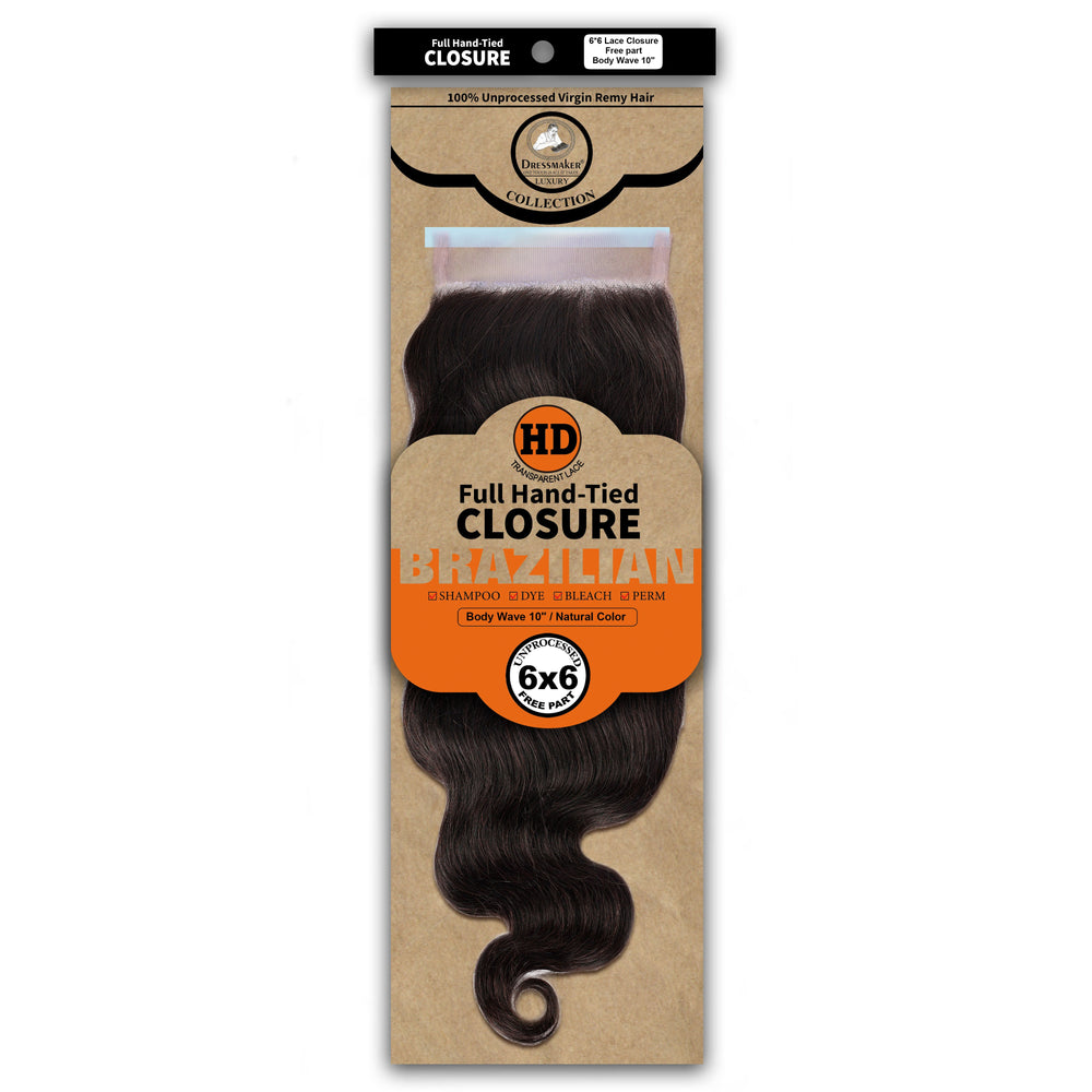 Dressmaker 100% Unprocessed Virgin Remy HD Luxury Lace Closure Body Wave 6X6 Free Part