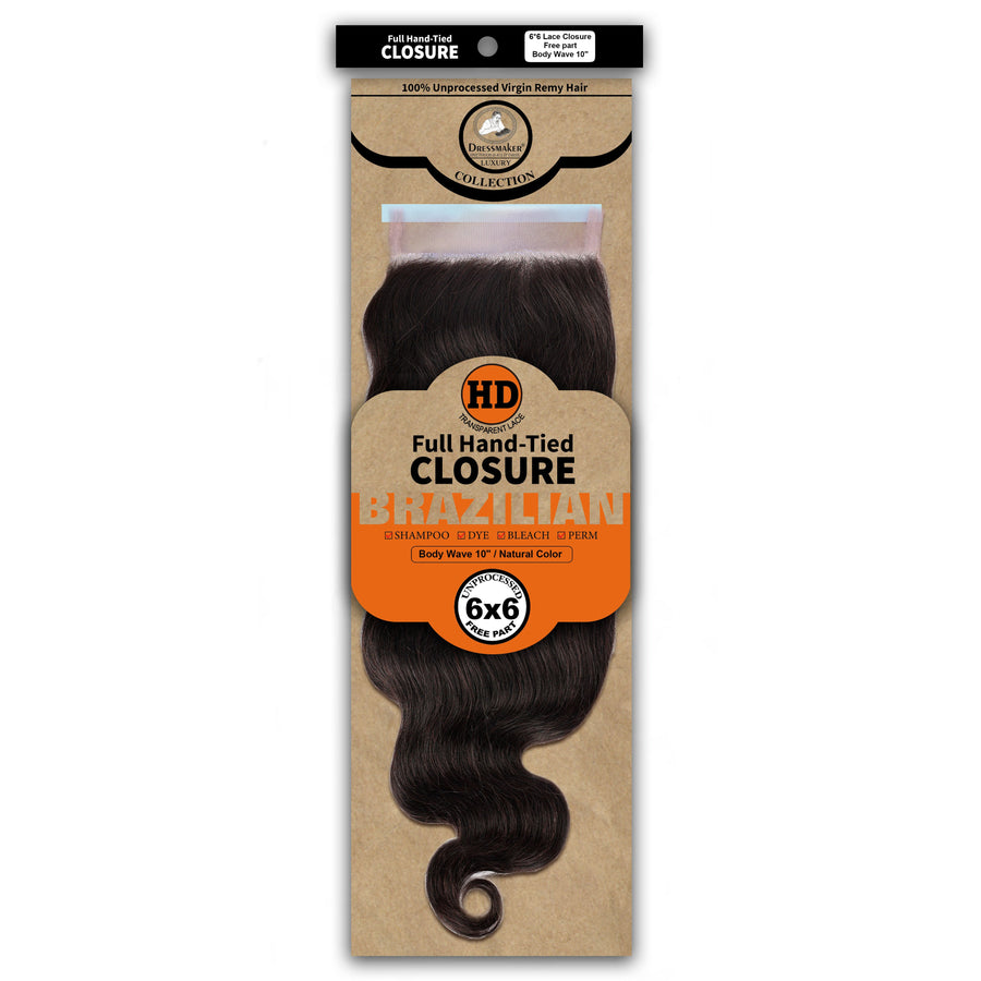 Dressmaker 100% Unprocessed Virgin Remy HD Luxury Lace Closure Body Wave 6X6 Free Part