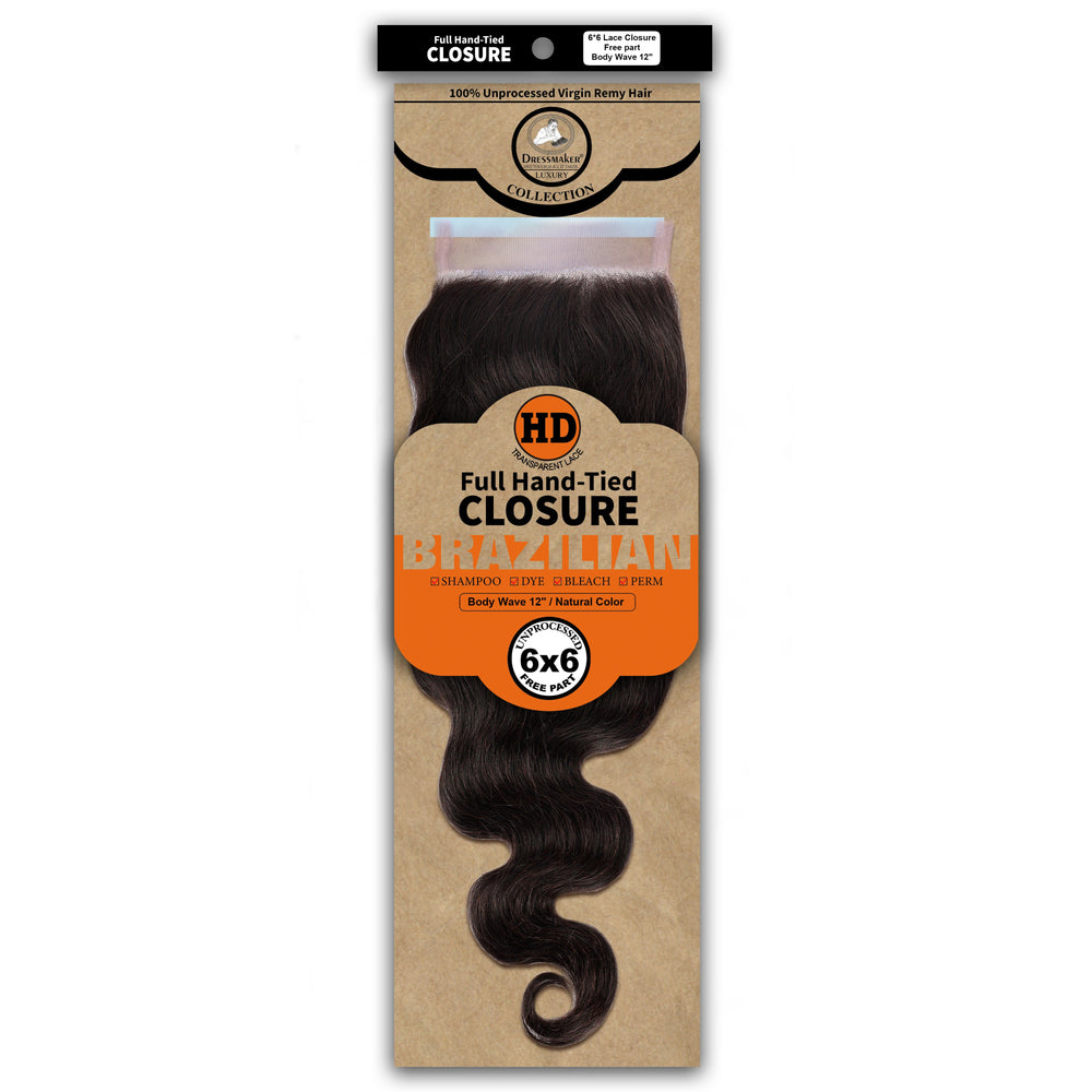 Dressmaker 100% Unprocessed Virgin Remy HD Luxury Lace Closure Body Wave 6X6 Free Part