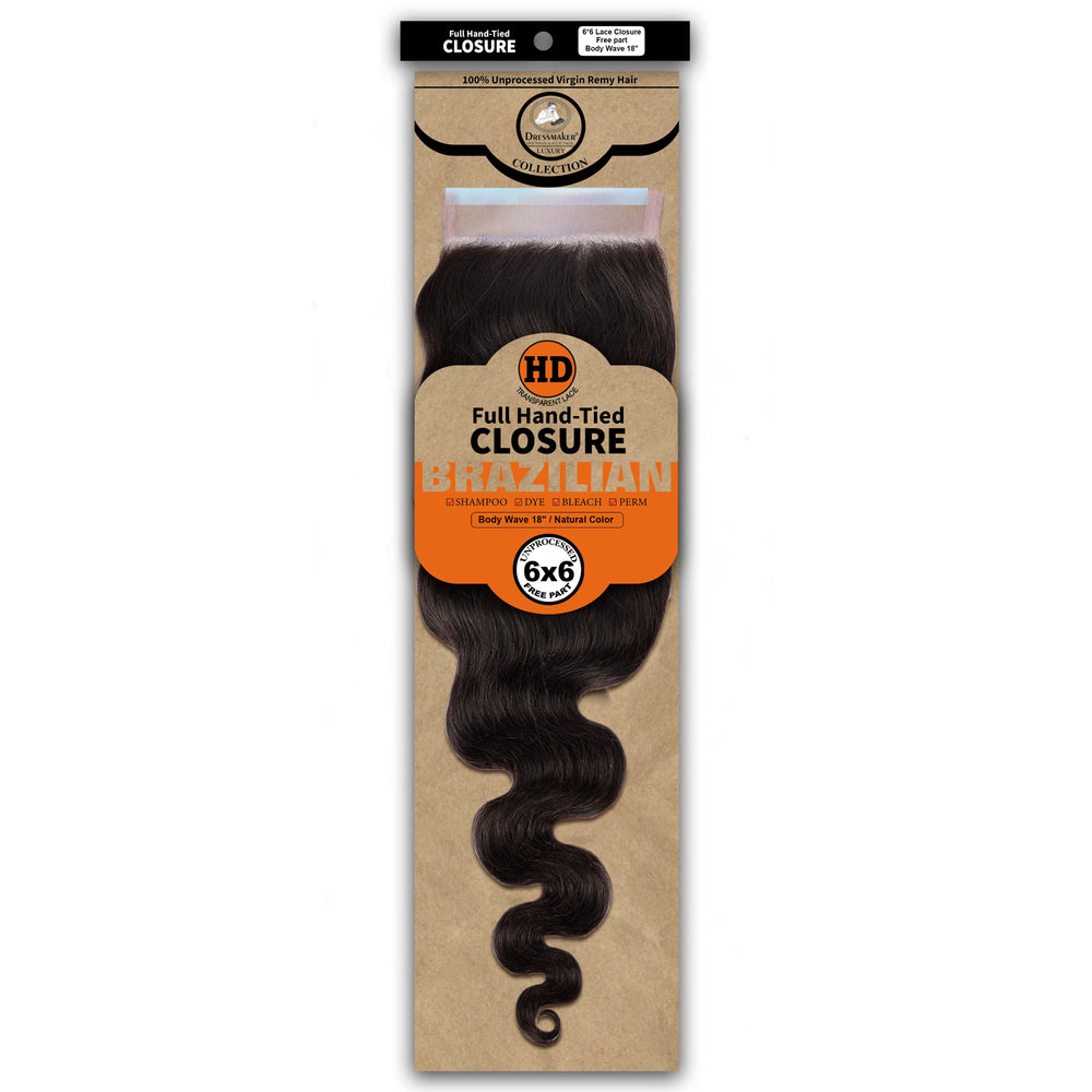 Dressmaker 100% Unprocessed Virgin Remy HD Luxury Lace Closure Body Wave 6X6 Free Part