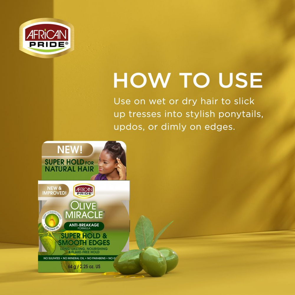 African Pride Olive Miracle Super Hold & Smooth Edges 64g/2.25oz