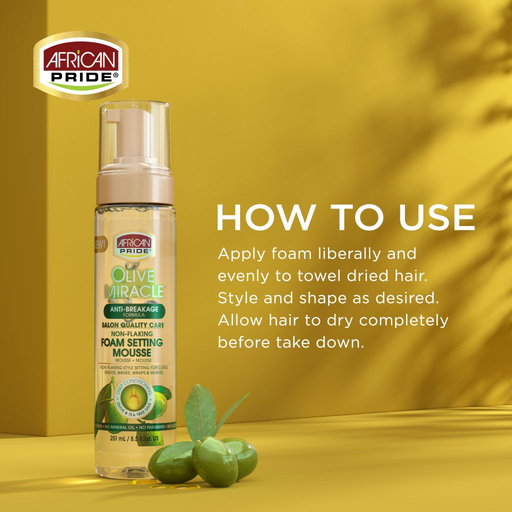 African Pride Olive Miracle Foam Setting Mousse 251ml/8.5oz