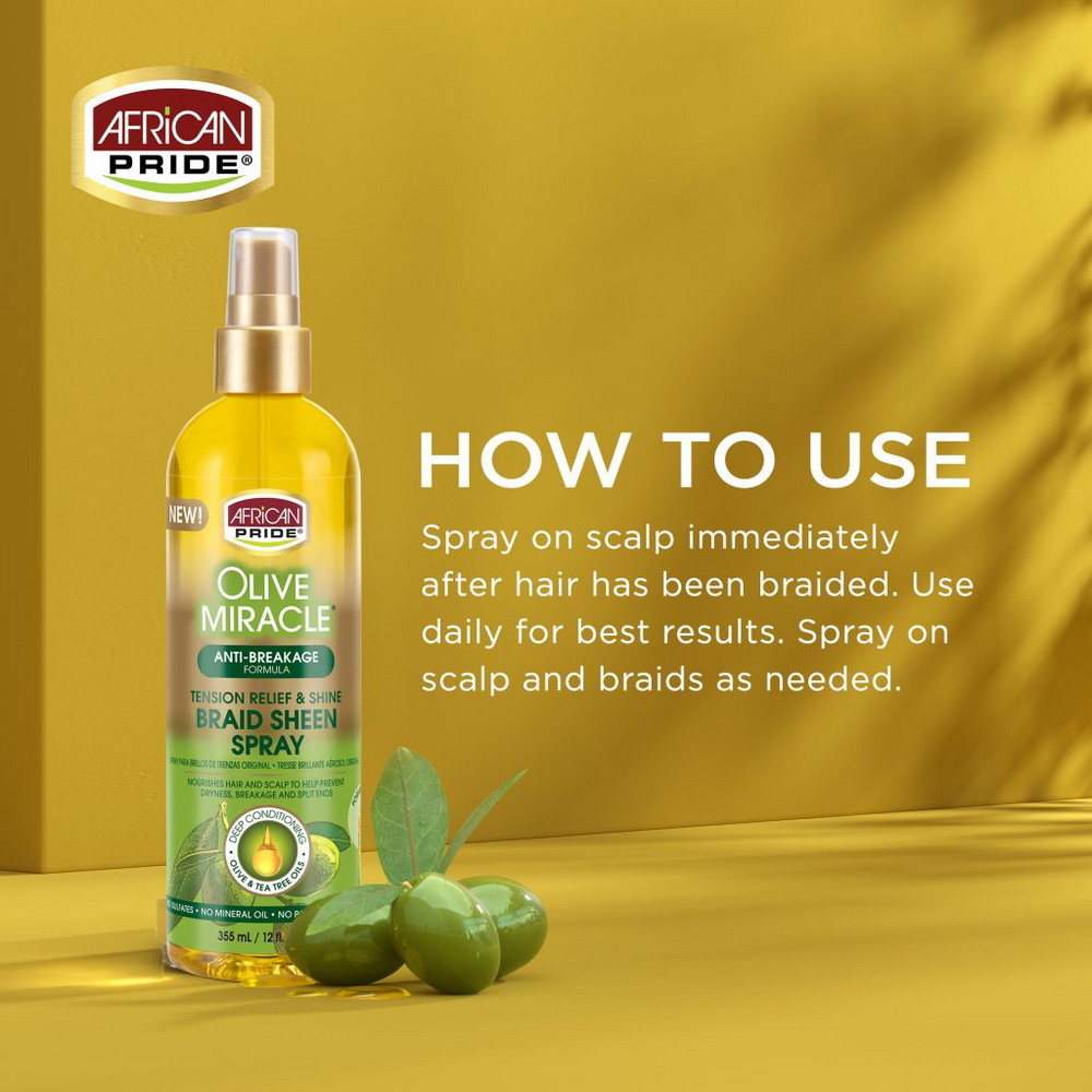 African Pride Olive Miracle Braid Sheen Spray 355ml/12oz