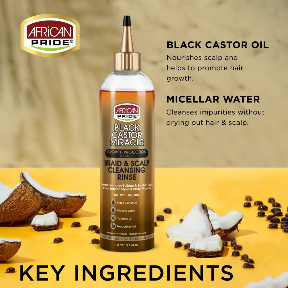 African Pride Black Castor Miracle Braid & Scalp Cleansing Rinse 355ml/12oz