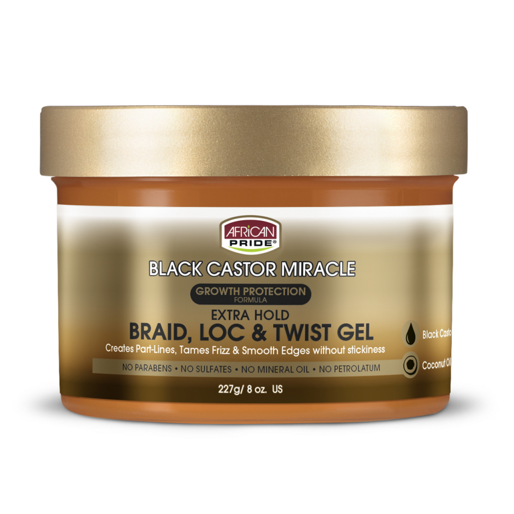 African Pride Black Castor Miracle Braid, Loc & Twist Gel  227g/8oz