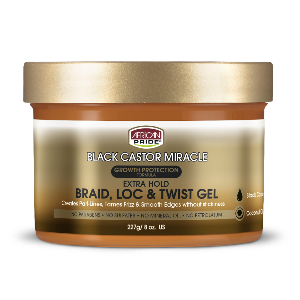African Pride Black Castor Miracle Braid, Loc & Twist Gel  227g/8oz