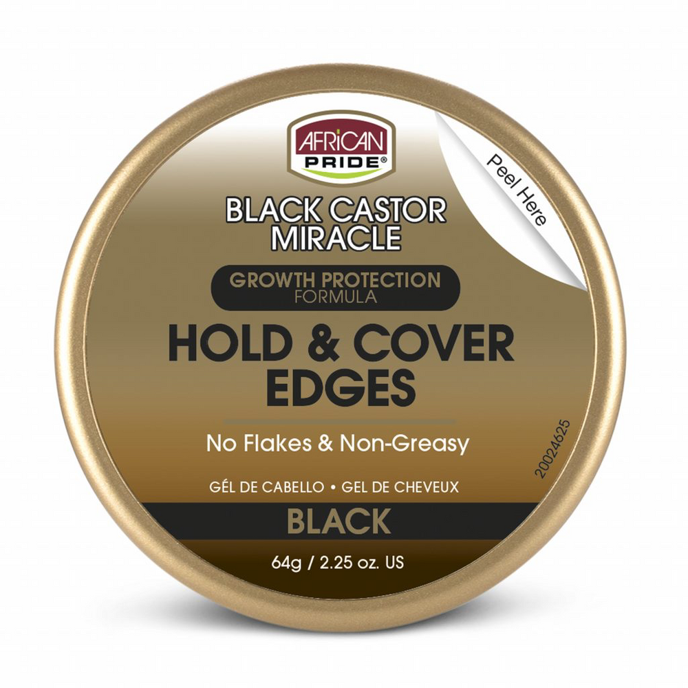 African Pride Black Castor Miracle Hold & Cover Edges (Black) 64g/2.25oz
