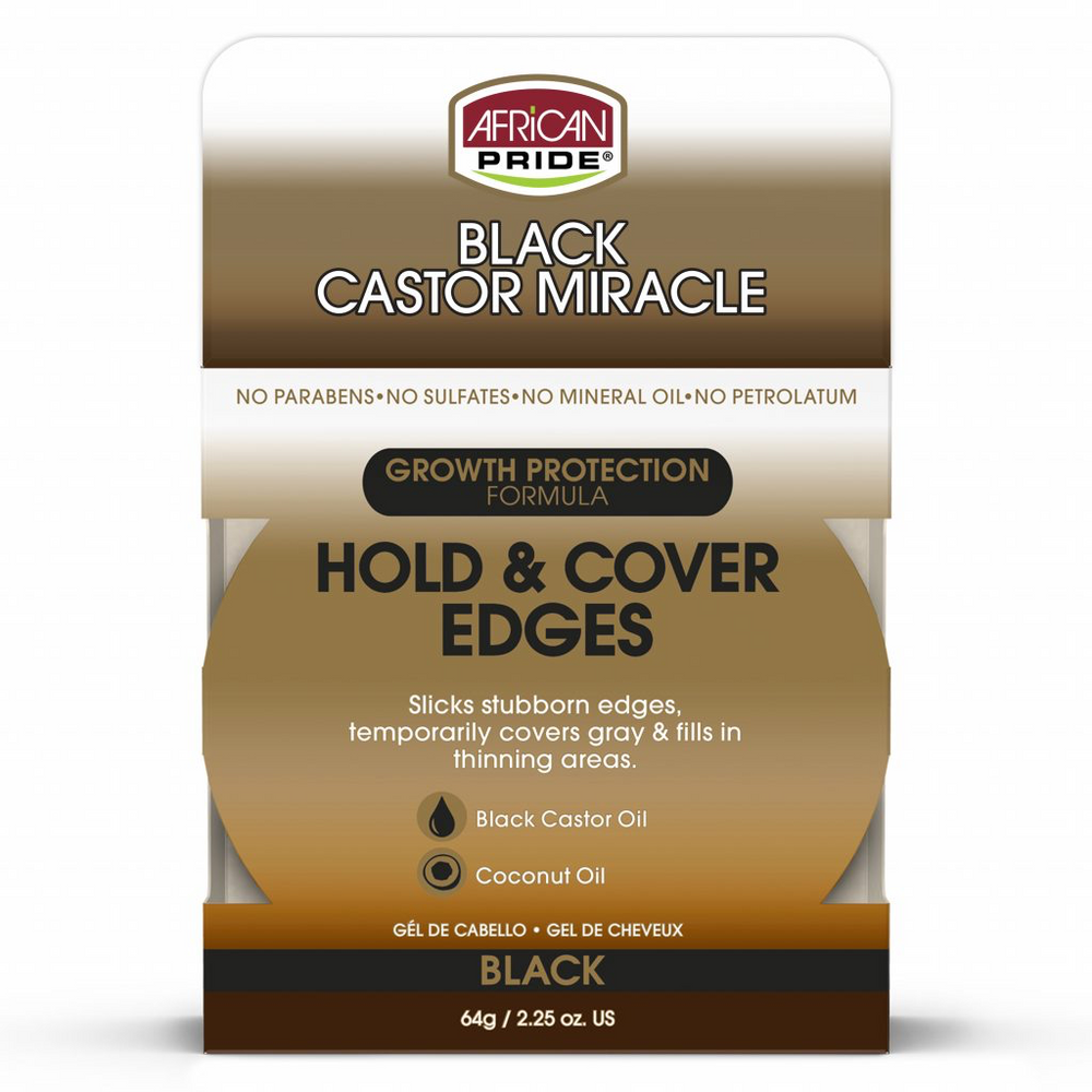 African Pride Black Castor Miracle Hold & Cover Edges (Black) 64g/2.25oz