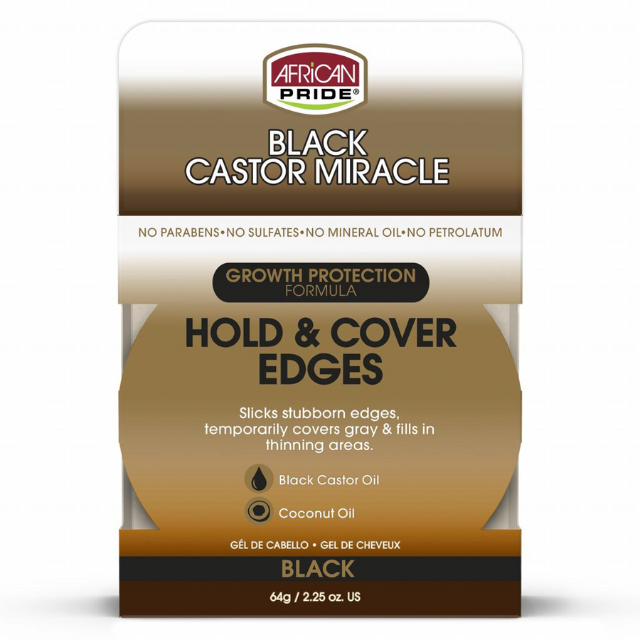 African Pride Black Castor Miracle Hold & Cover Edges (Black) 64g/2.25oz