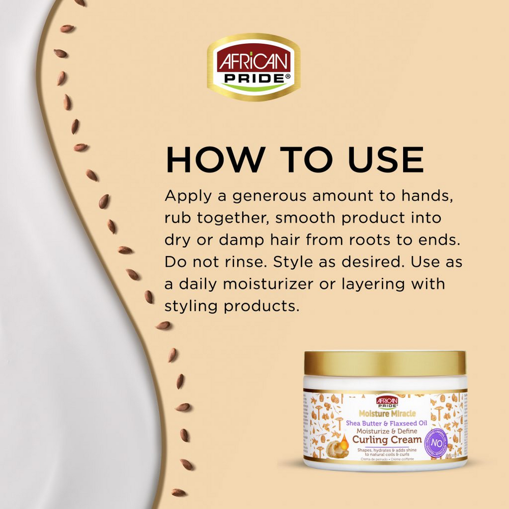 African Pride Moisture Miracle Shea Butter & Flaxseed Oil Curling Cream 340g