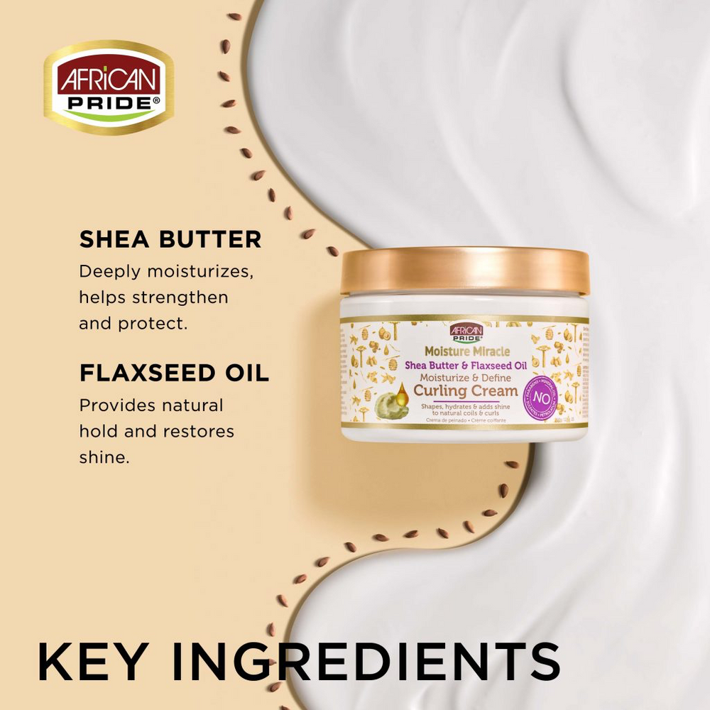 African Pride Moisture Miracle Shea Butter & Flaxseed Oil Curling Cream 340g