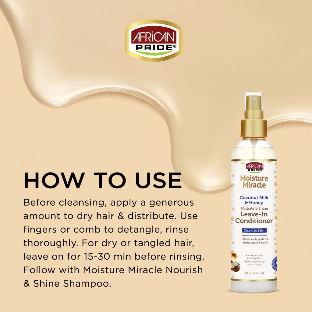 African Pride Moisture Miracle Coconut Milk & Honey Leave-In Conditioner 237ml/8oz