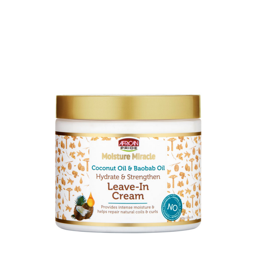 African Pride Moisture Miracle Coconut Oil & Baobab Oil Leave-In Cream 425g/15oz