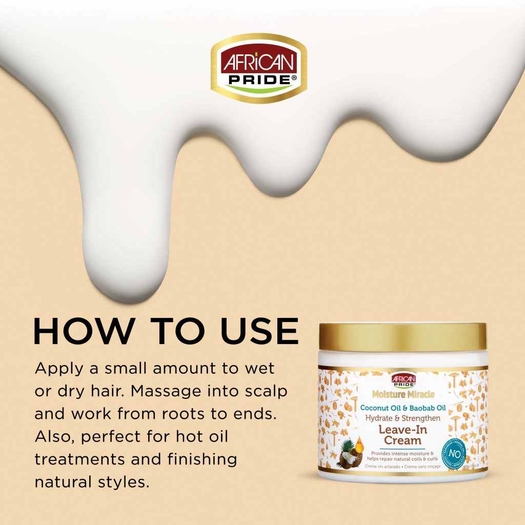 African Pride Moisture Miracle Coconut Oil & Baobab Oil Leave-In Cream 425g/15oz