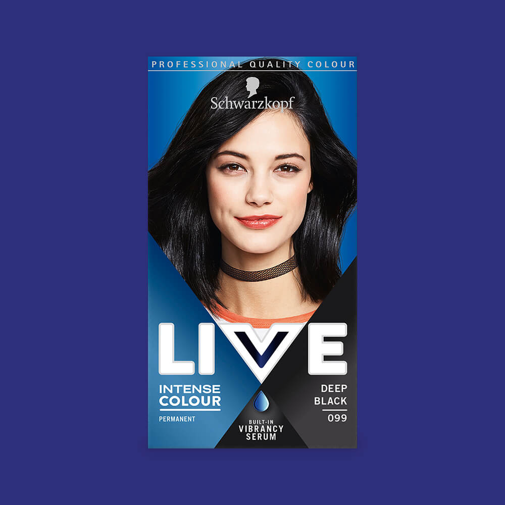 Schwarzkopf Live Intense Colour Permanent Hair Colour Dye 099 Deep Black