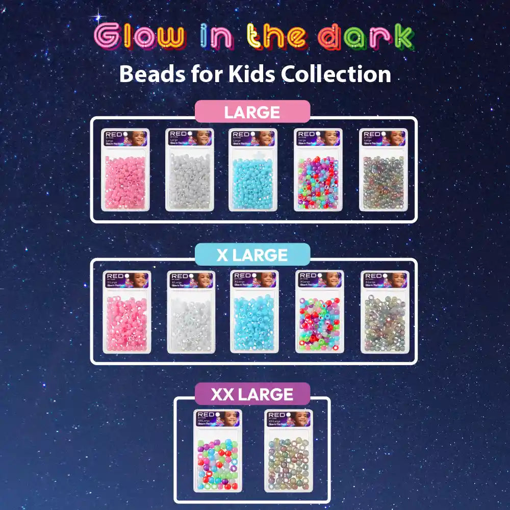 Red By Kiss Glow In The Dark Hair Beads X Large