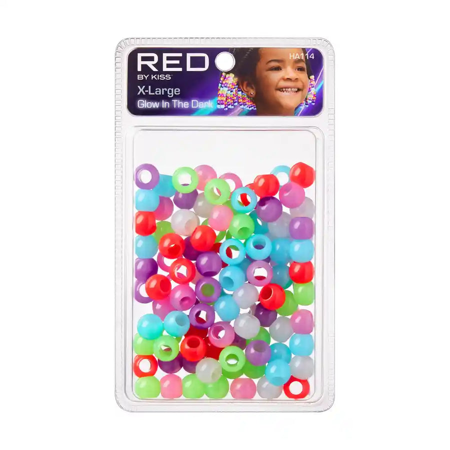 Red By Kiss Glow In The Dark Hair Beads X Large