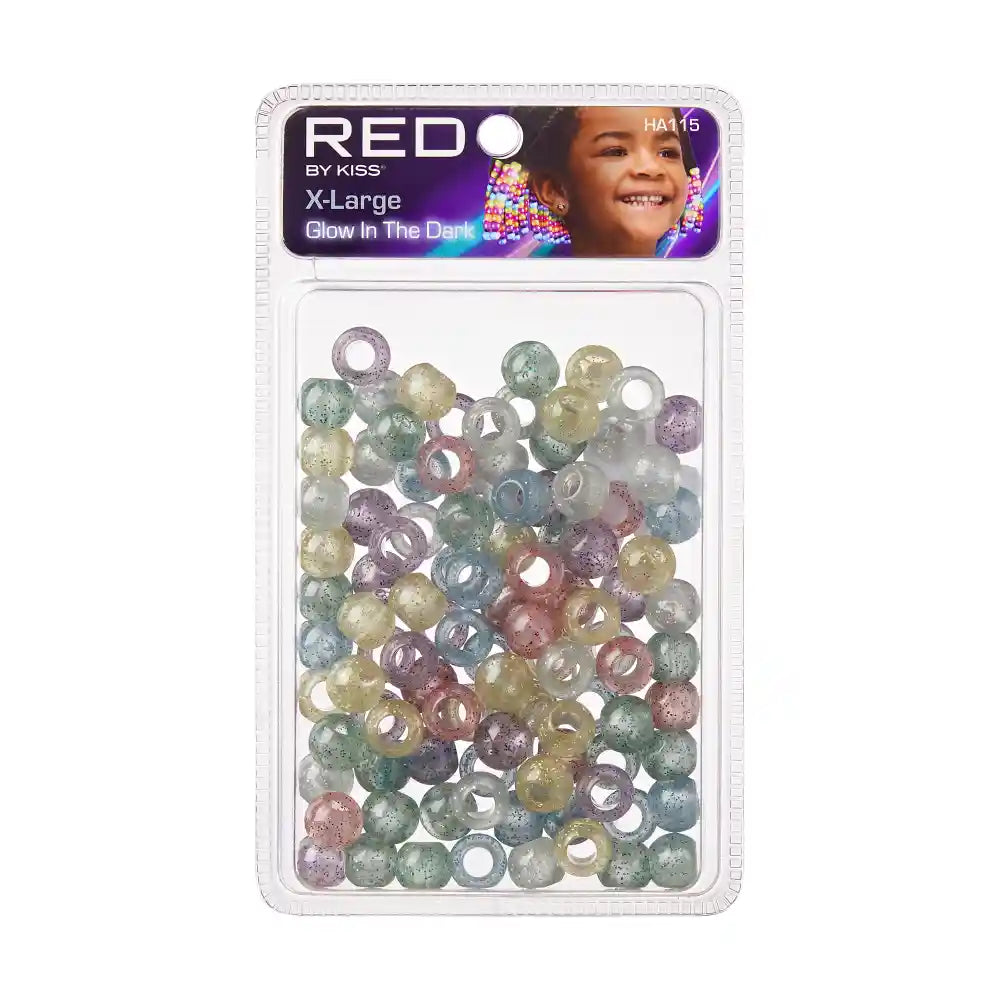 Red By Kiss Glow In The Dark Hair Beads X Large