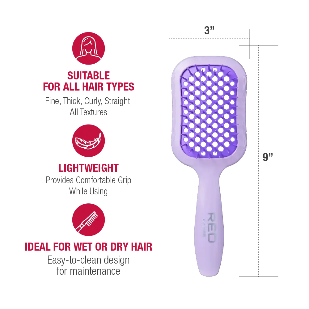 Red By Kiss Gentle Wet & Dry Vent Heat-Resistant Brush Softer, Flexible Bristles