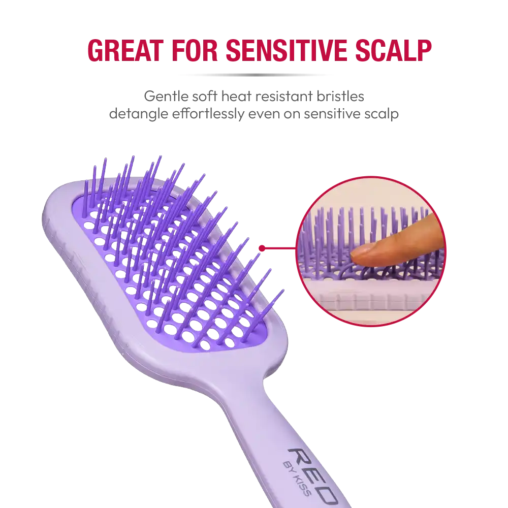 Red By Kiss Gentle Wet & Dry Vent Heat-Resistant Brush Softer, Flexible Bristles