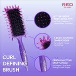 Red By Kiss Curl-Art Styler Detangling & Curl Defining Brush with Side Combs Glitter