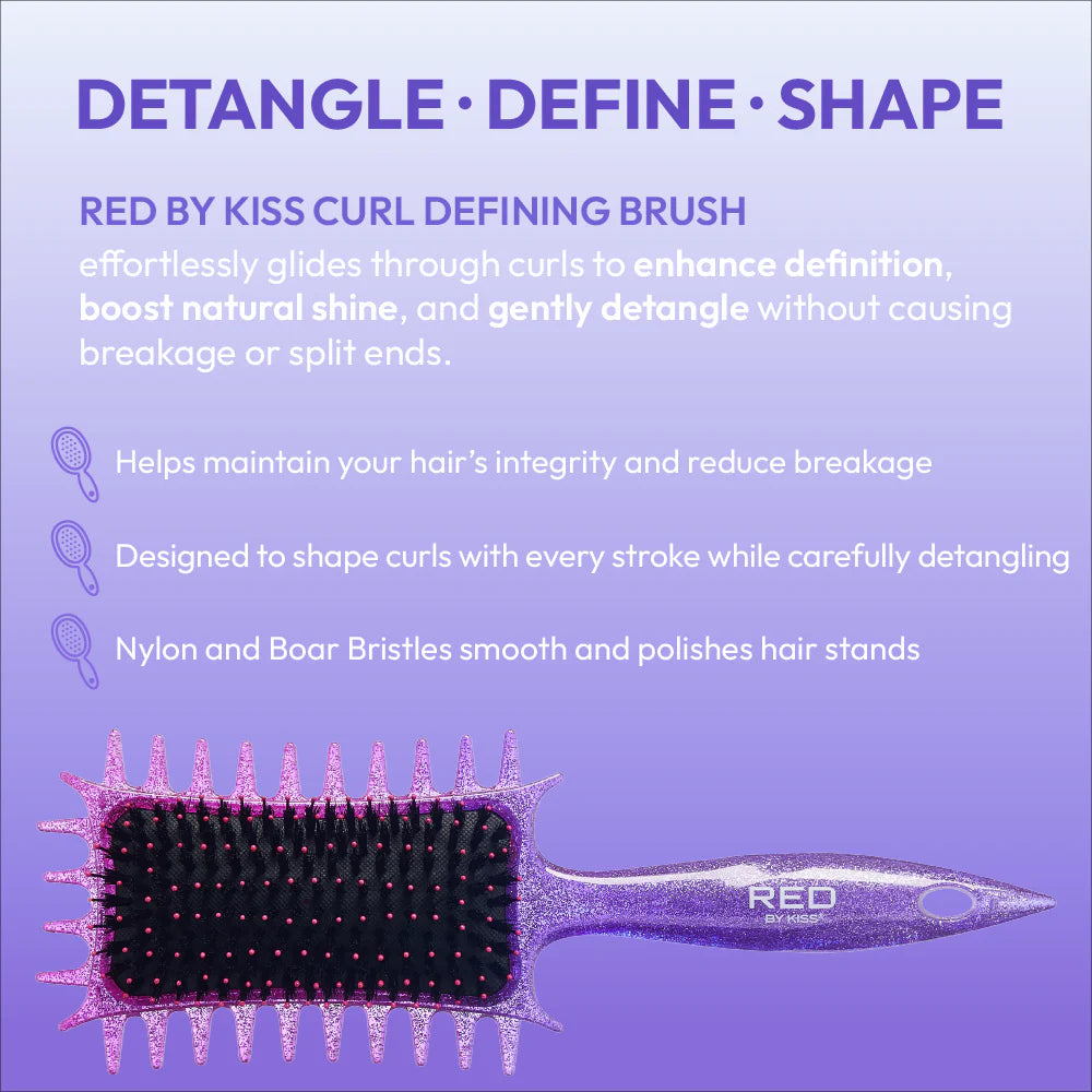 Red By Kiss Curl-Art Styler Detangling & Curl Defining Brush with Side Combs Glitter