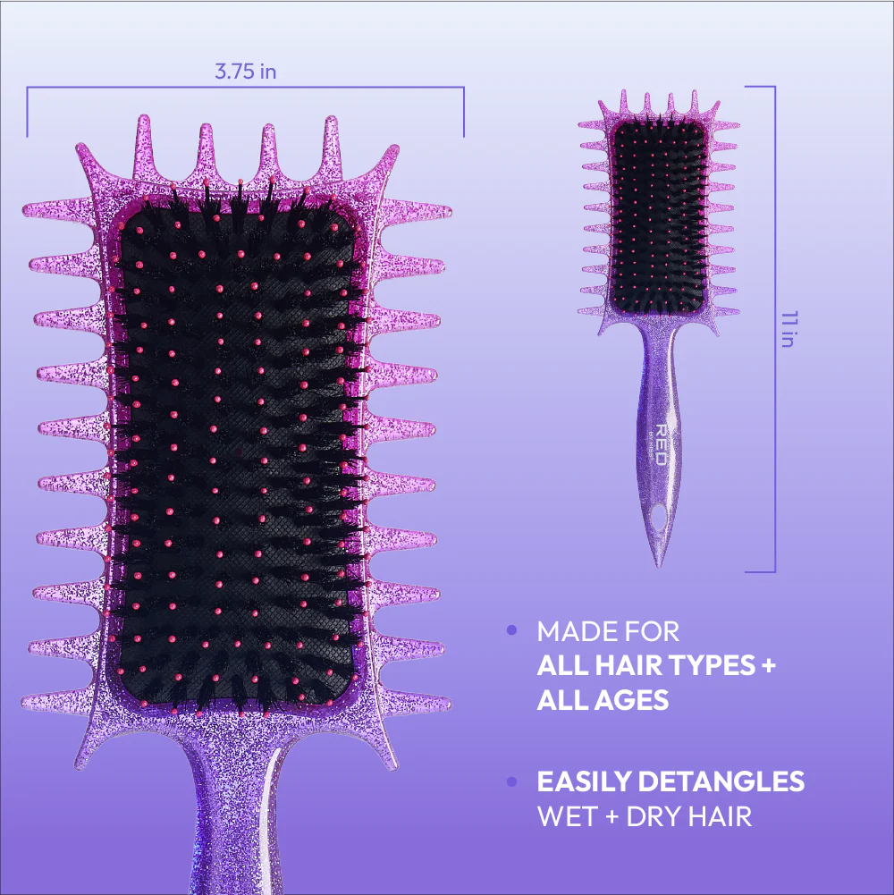 Red By Kiss Curl-Art Styler Detangling & Curl Defining Brush with Side Combs Glitter