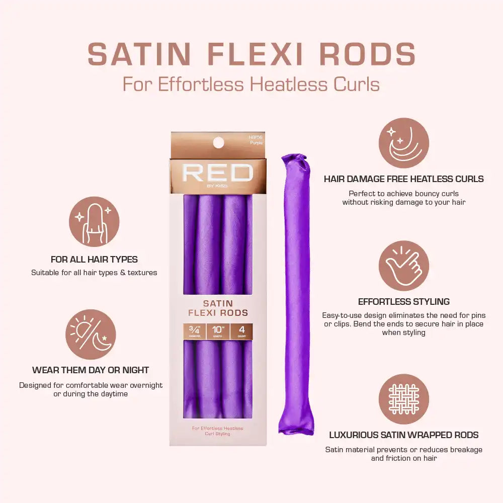 Red By Kiss Heatless Curling Silky Satin Flexi Rods