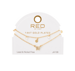 RED BY KISS 14 KT GOLD PLATED GLAM FAHION ANKLET RS BUTTERFLY