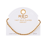 RED BY KISS 14 KT GOLD PLATED GLAM FAHION ANKLET ROPE 3MM