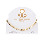 RED BY KISS 14 KT GOLD PLATED GLAM FAHION ANKLET SMOOTH FG OVAL 4MM