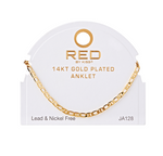 RED BY KISS 14 KT GOLD PLATED GLAM FAHION ANKLET MIXED SMOOTH 3MM