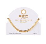 RED BY KISS 14 KT GOLD PLATED GLAM FAHION ANKLET ANCHOR TX 4.6 MM