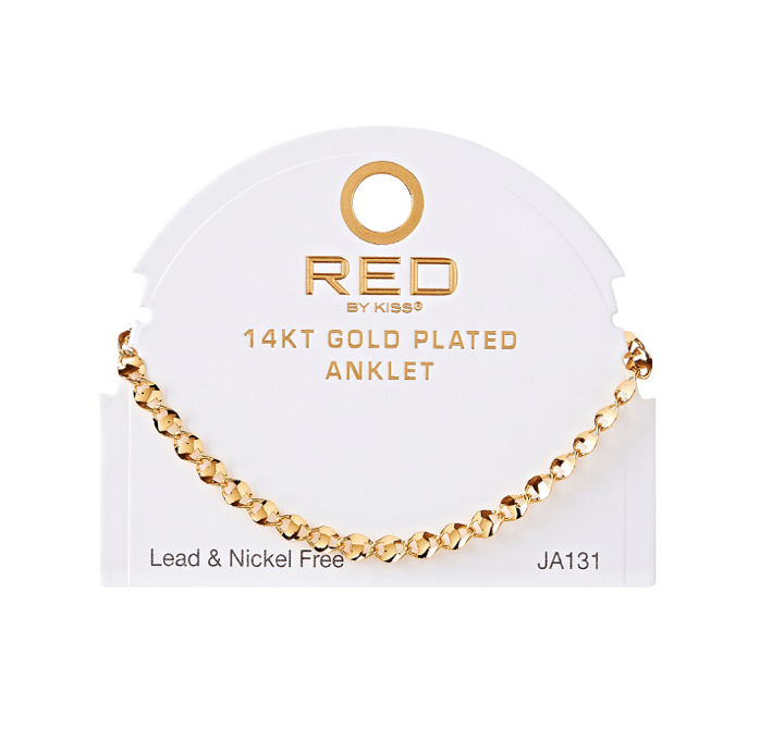 RED BY KISS 14 KT GOLD PLATED GLAM FAHION ANKLET KY ANCHOR 4MM
