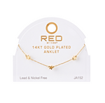 RED BY KISS 14 KT GOLD PLATED GLAM FAHION ANKLET STAR