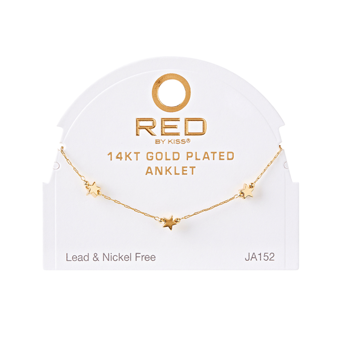 RED BY KISS 14 KT GOLD PLATED GLAM FAHION ANKLET STAR