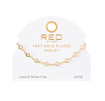 RED BY KISS 14 KT GOLD PLATED GLAM FAHION ANKLET CLOVER