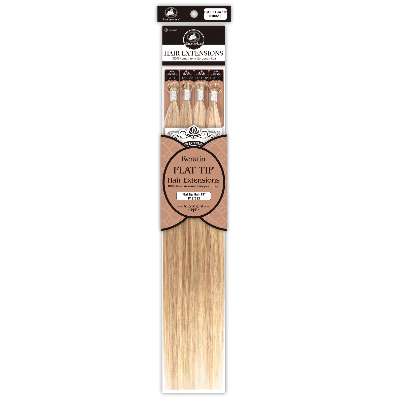 Dressmaker 100% Human Remy European Keratin Flat Tip Straight Hair Extensions