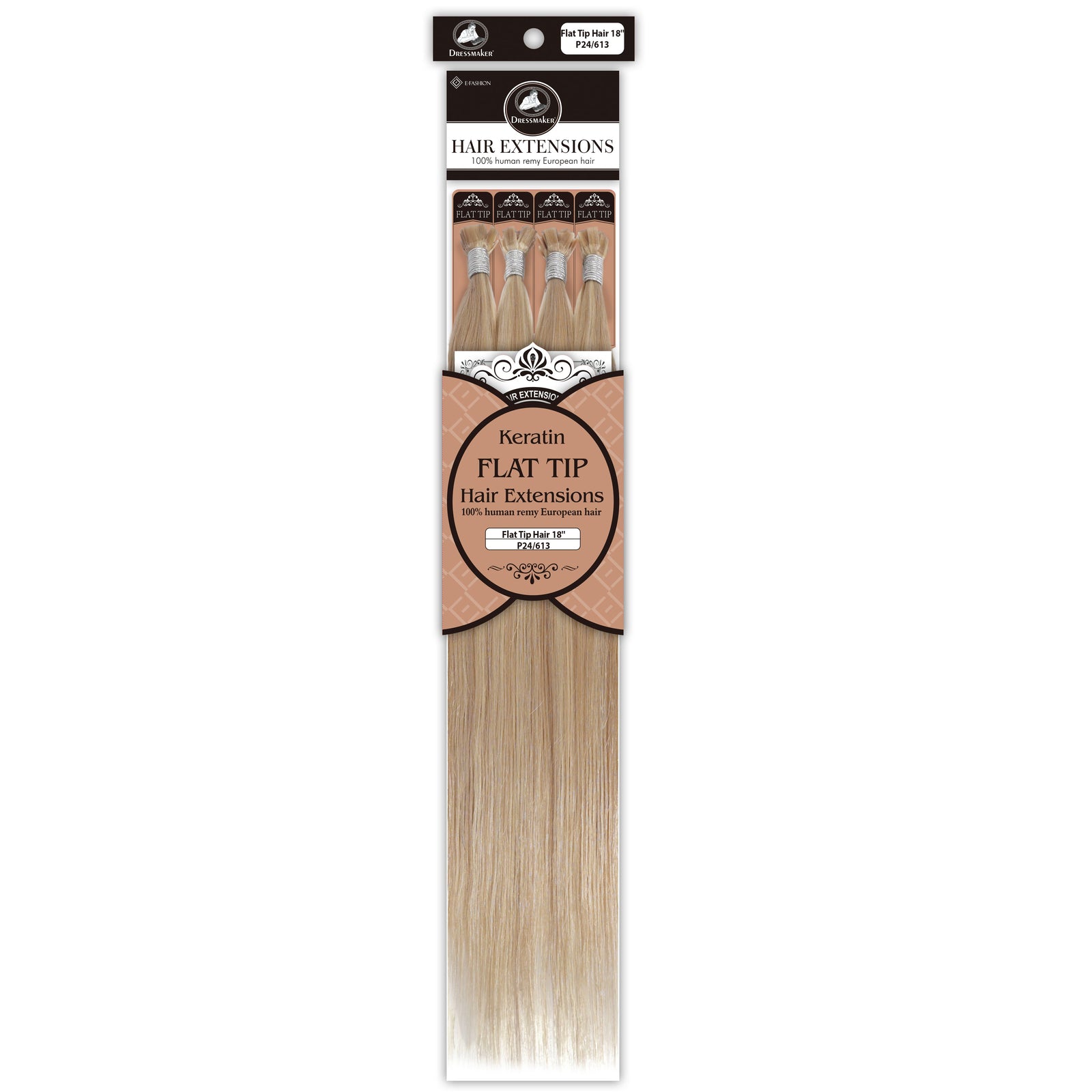 Dressmaker 100% Human Remy European Keratin Flat Tip Straight Hair Extensions
