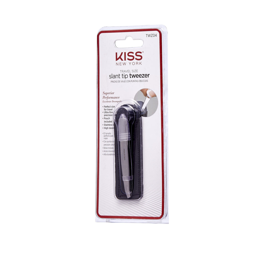 KISS NEW YORK Travel Size Slant Tip Tweezer with Pouch