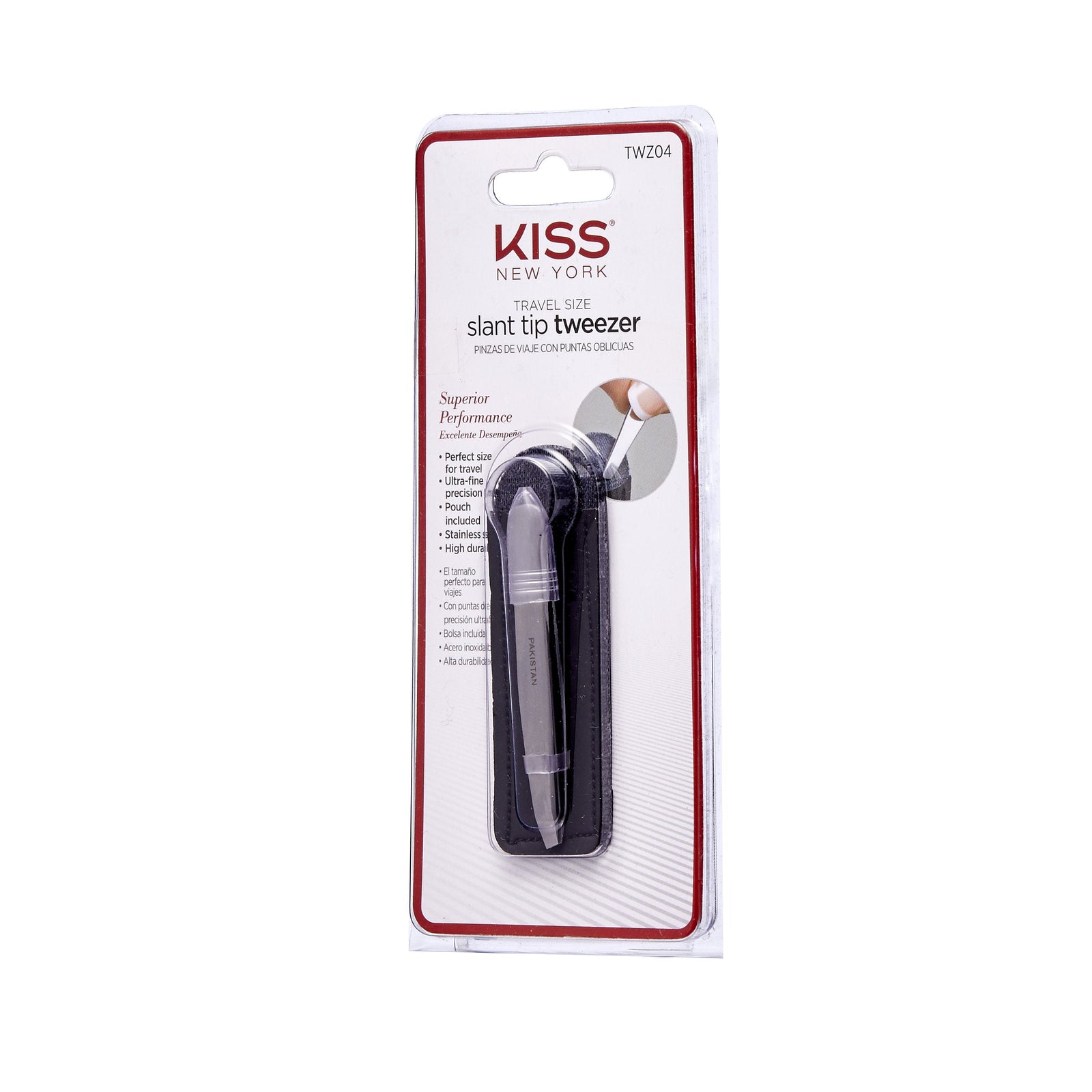KISS NEW YORK Travel Size Slant Tip Tweezer with Pouch