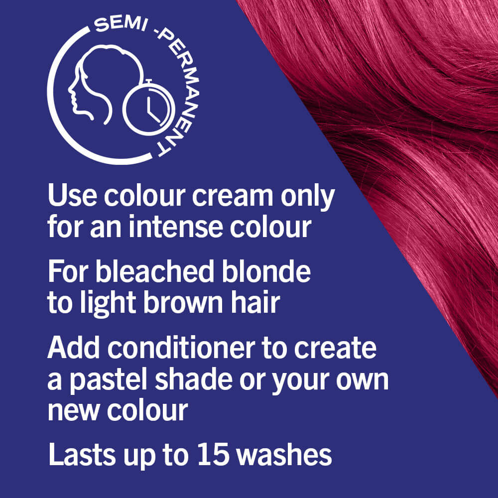 Schwarzkopf Live Ultra Brights Semi-Permanent Hair Colour Dye 091 Raspberry Rebel