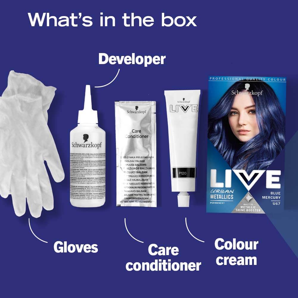Schwarzkopf Live Urban Metallics Permanent Hair Colour Dye U67 Blue Mercury
