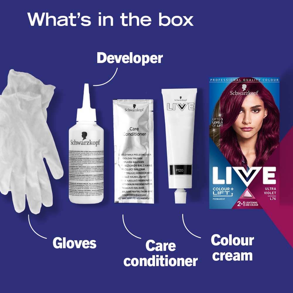 Schwarzkopf Live Colour + Lift Permanent Hair Colour Dye L76 Ultra Violet