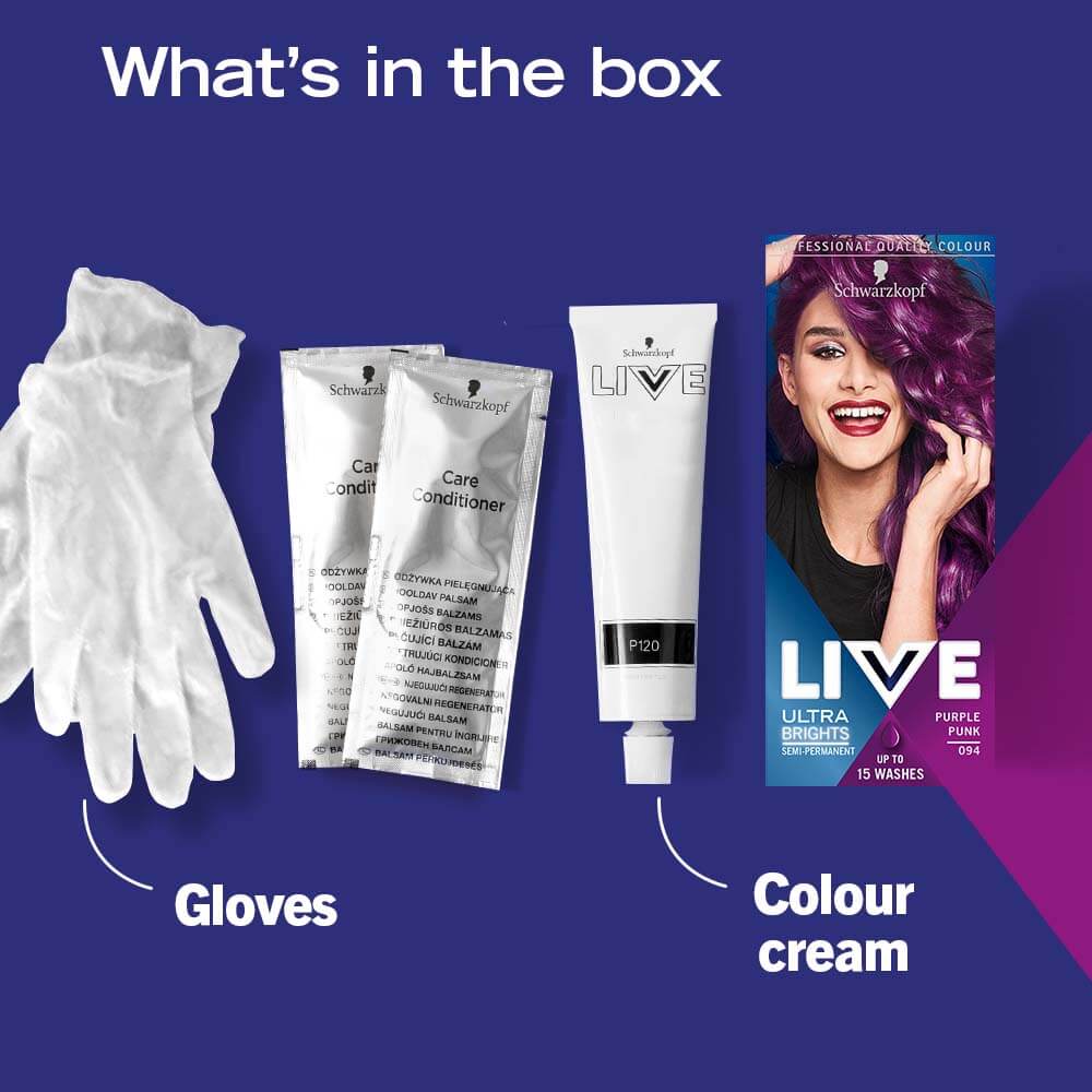 Schwarzkopf Live Ultra Brights Semi-Permanent Hair Colour Dye 094 Purple Punk