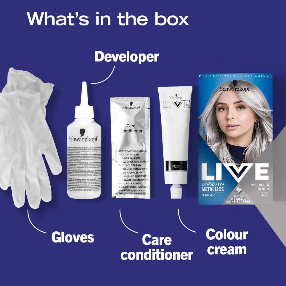 Schwarzkopf Live Urban Metallics Permanent Hair Colour Dye U71 Metallic Silver