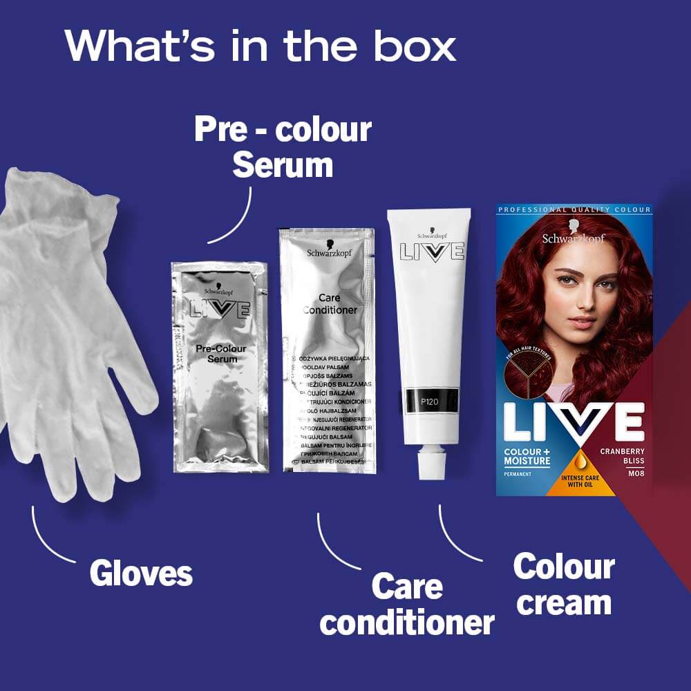 Schwarzkopf Live Colour + Moisture Permanent Hair Colour Dye M08 Cranberry Bliss