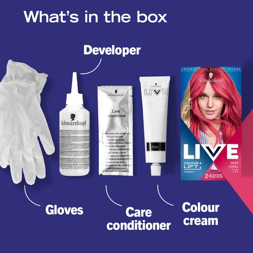 Schwarzkopf Live Colour + Lift Permanent Hair Colour Dye L77 Deep Coral