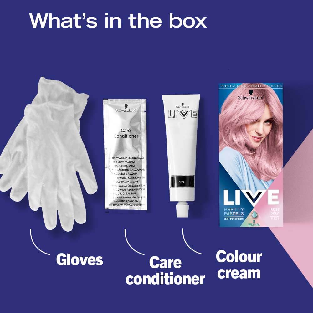 Schwarzkopf Live Pretty Pastels Semi Permanent Hair Colour Dye P123 Rose Gold